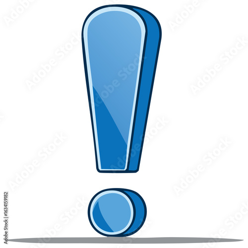 Blue Exclamation Mark Symbol: Vector Illustration of Point of Emphasis and Importance