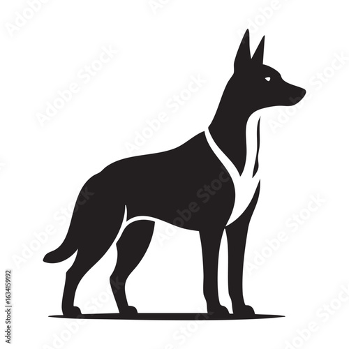 Vector art of elegant silhouette of a dog standing tall with a watchful gaze a symbol of loyalty and companionship in a vector illustration