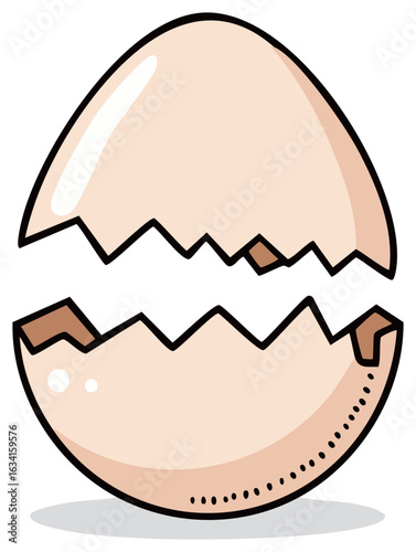 Hatched empty eggshell cartoon graphic a symbol of new beginnings