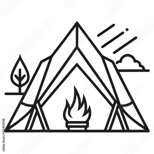camping icons set