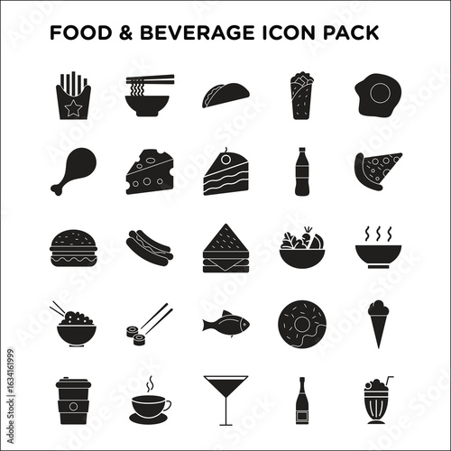 food and beverage fill icon pack