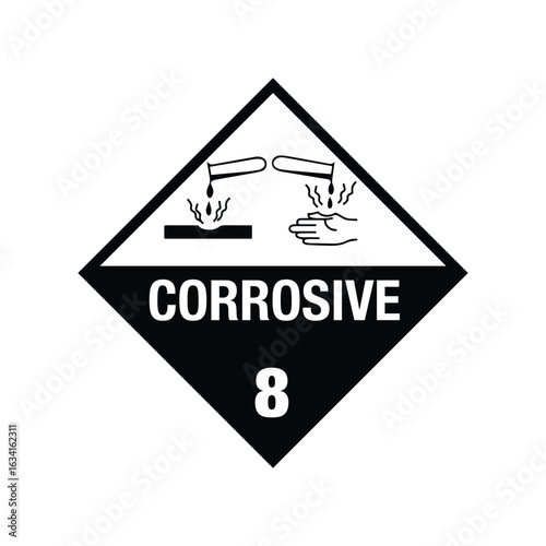 Class 8 Corrosive Hazard Warning Placard Sign