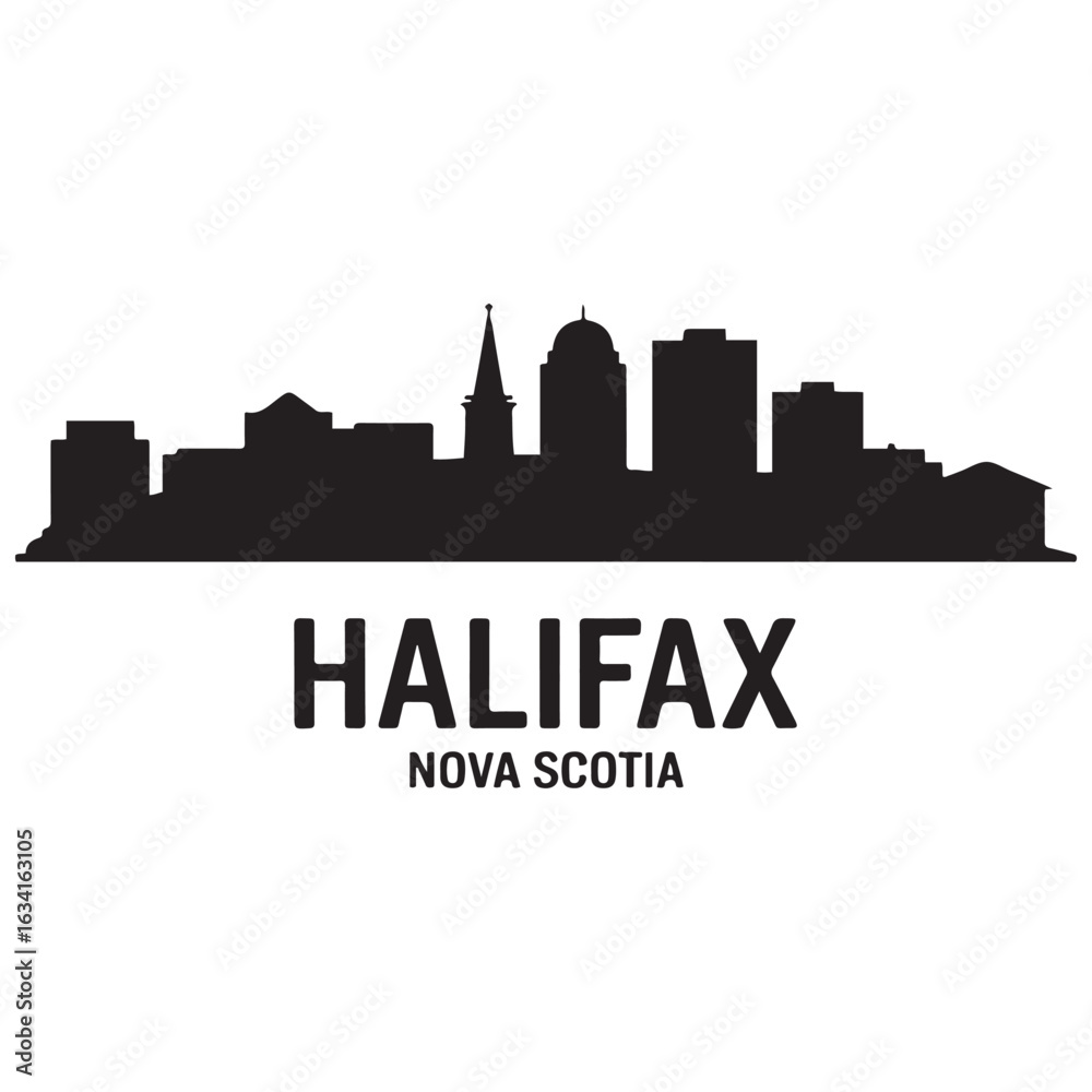 Naklejka premium Halifax skyline horizontal banner. Halifax, Nova Scotia. Vector template for your design. Vector black silhouette. with white background.