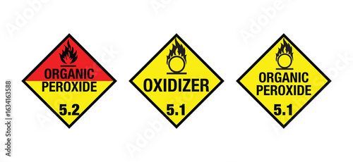 Class 5 oxidizing agent hazard placard sign