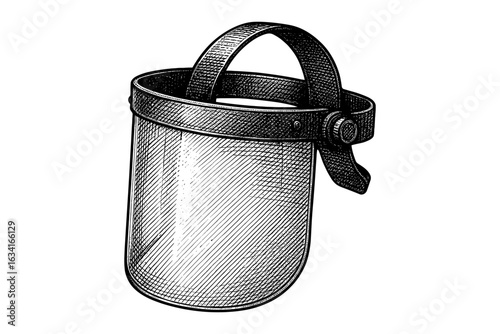 Hand-drawn vintage leather bucket bag with strap
