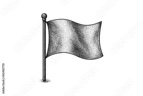Detailed vintage flag waving on pole