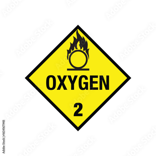 Oxygen Class 2 hazardous material placard vector
