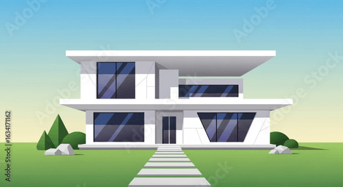Modern Two Story House With Landscaping In Contemporary Style