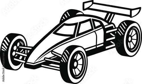 Sleek black racing car with spoiler and detailed wheels sports car vehicle