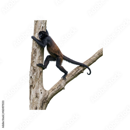 Black handed spider monkey climbing a tree generative AI