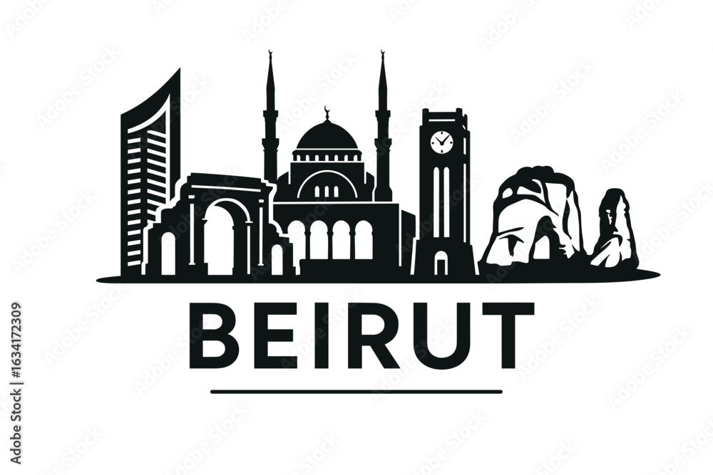 Obraz premium Beirut city skyline with iconic buildings and landmarks