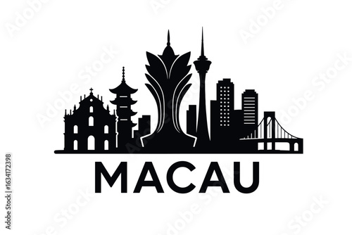 Macau city skyline with iconic buildings and landmarks