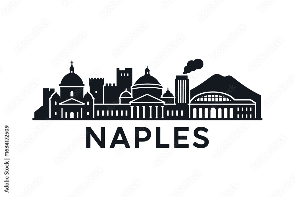 Naples city skyline with iconic buildings and landmarks