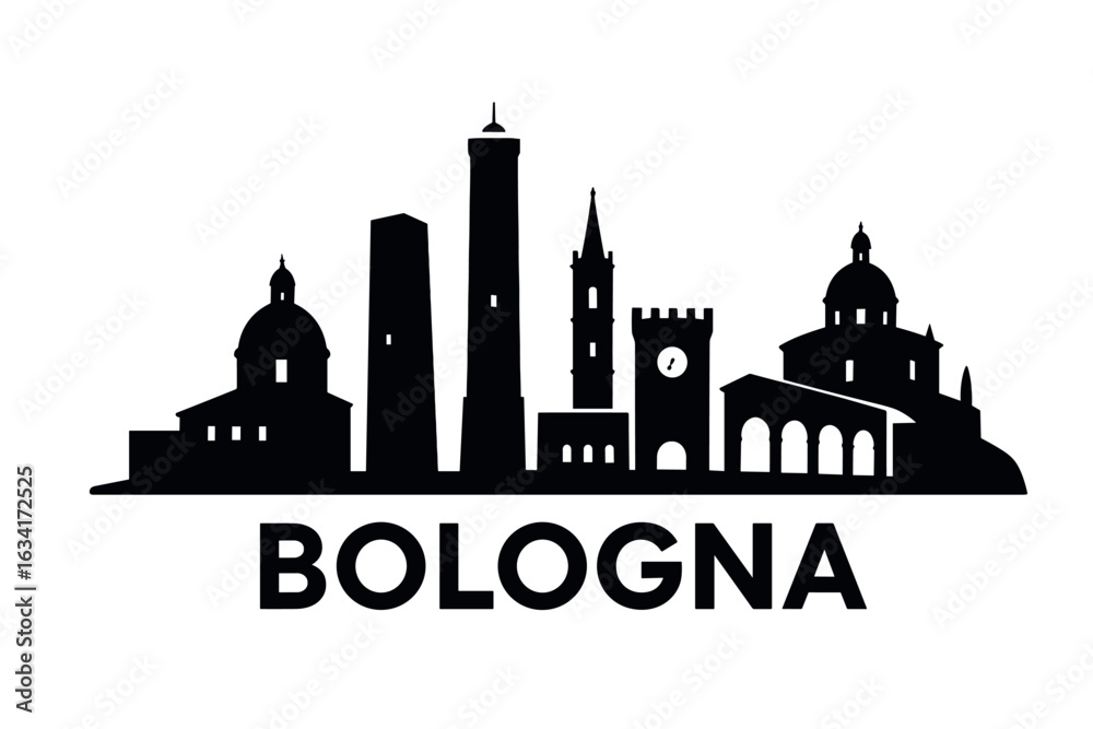 Fototapeta premium Bologna city skyline with iconic buildings and landmarks