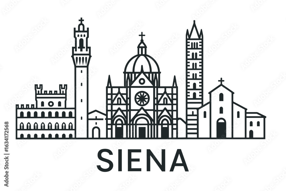Obraz premium Siena city skyline with iconic buildings and landmarks