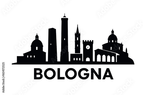 Bologna city skyline with iconic buildings and landmarks