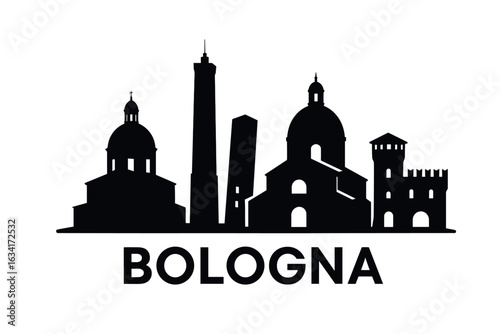 Bologna city skyline with iconic buildings and landmarks
