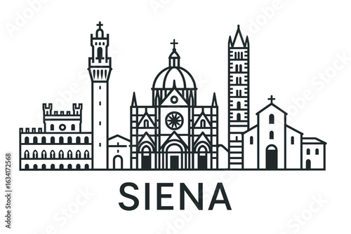 Siena city skyline with iconic buildings and landmarks