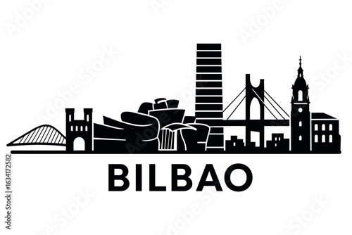 Bilbao city skyline with iconic buildings and landmarks