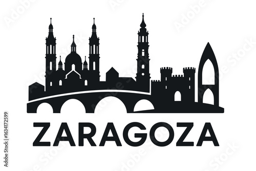 Zaragoza city skyline with iconic buildings and landmarks