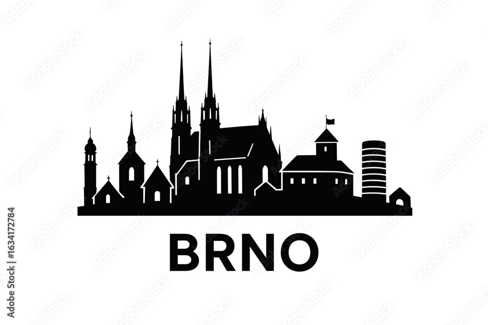 Fototapeta premium Brno city skyline with iconic buildings and landmarks