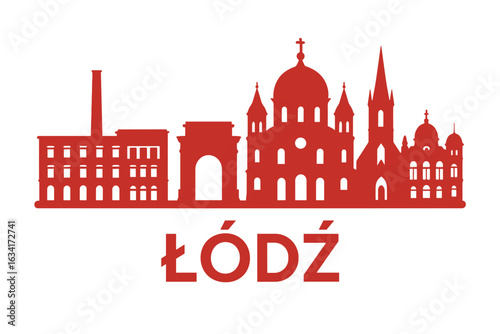Łódź city skyline with iconic buildings and landmarks