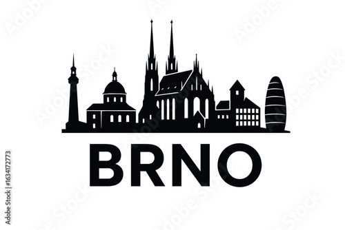 Brno city skyline with iconic buildings and landmarks