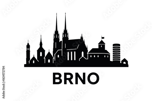 Brno city skyline with iconic buildings and landmarks
