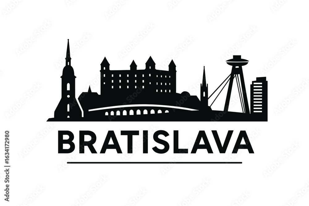 Obraz premium Bratislava city skyline with iconic buildings and landmarks