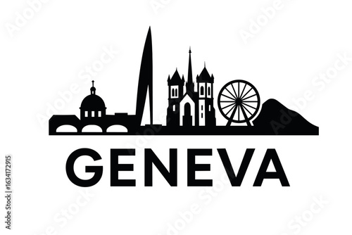 Geneva city skyline with iconic buildings and landmarks
