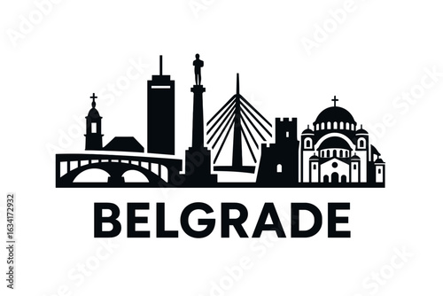 Belgrade city skyline with iconic buildings and landmarks