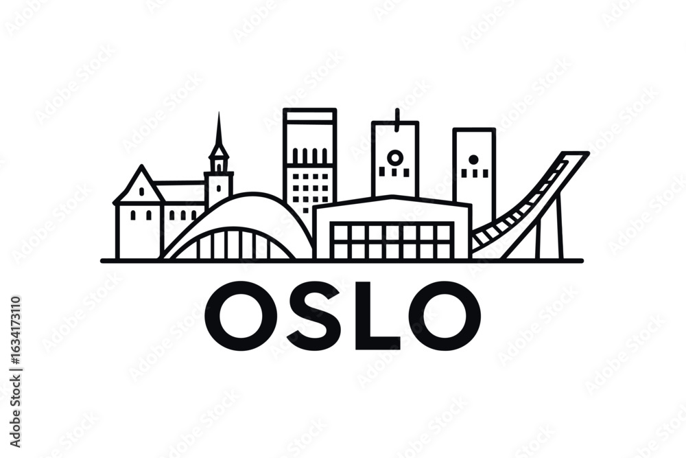 Obraz premium Oslo city skyline with iconic buildings and landmarks
