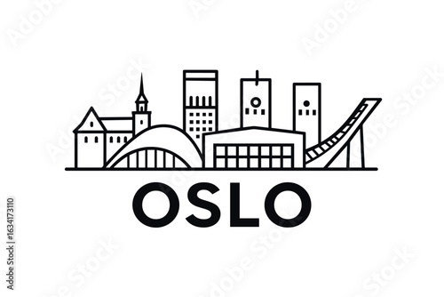 Oslo city skyline with iconic buildings and landmarks