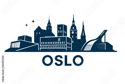 Oslo city skyline with iconic buildings and landmarks