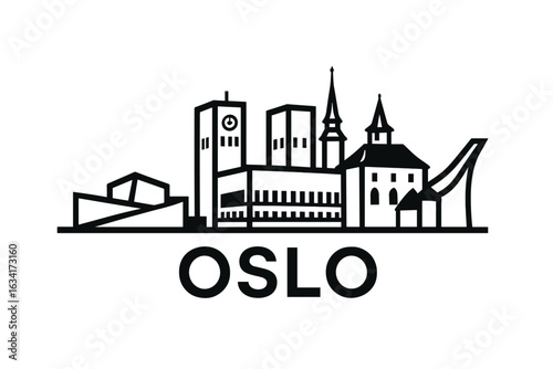 Oslo city skyline with iconic buildings and landmarks