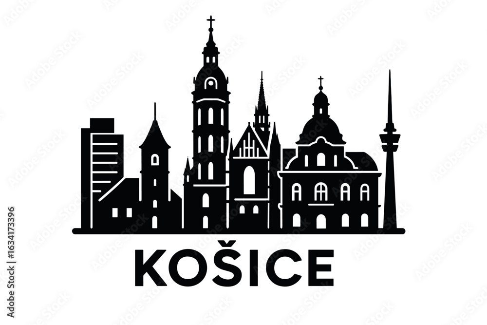 Obraz premium Košice city skyline with iconic buildings and landmarks