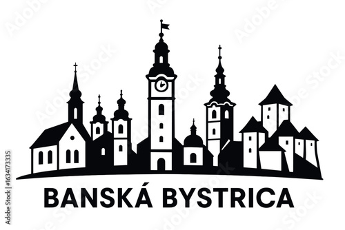 Wallpaper Mural Banská Bystrica city skyline with iconic buildings and landmarks Torontodigital.ca