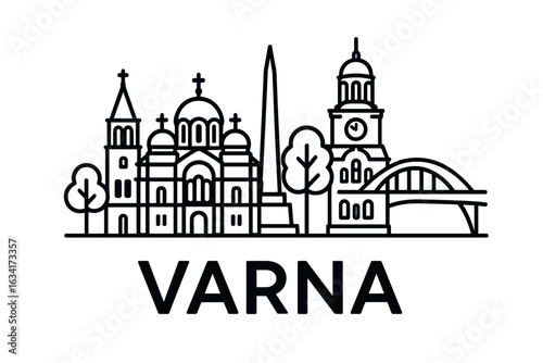 Varna city skyline with iconic buildings and landmarks