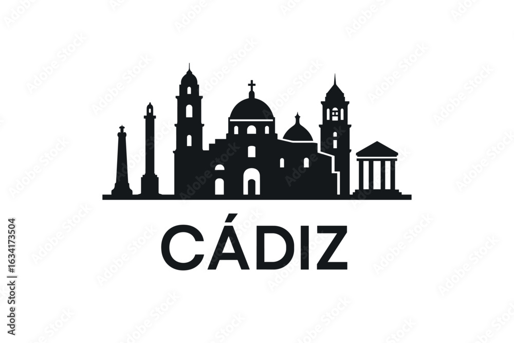 Obraz premium Cádiz city skyline with iconic buildings and landmarks
