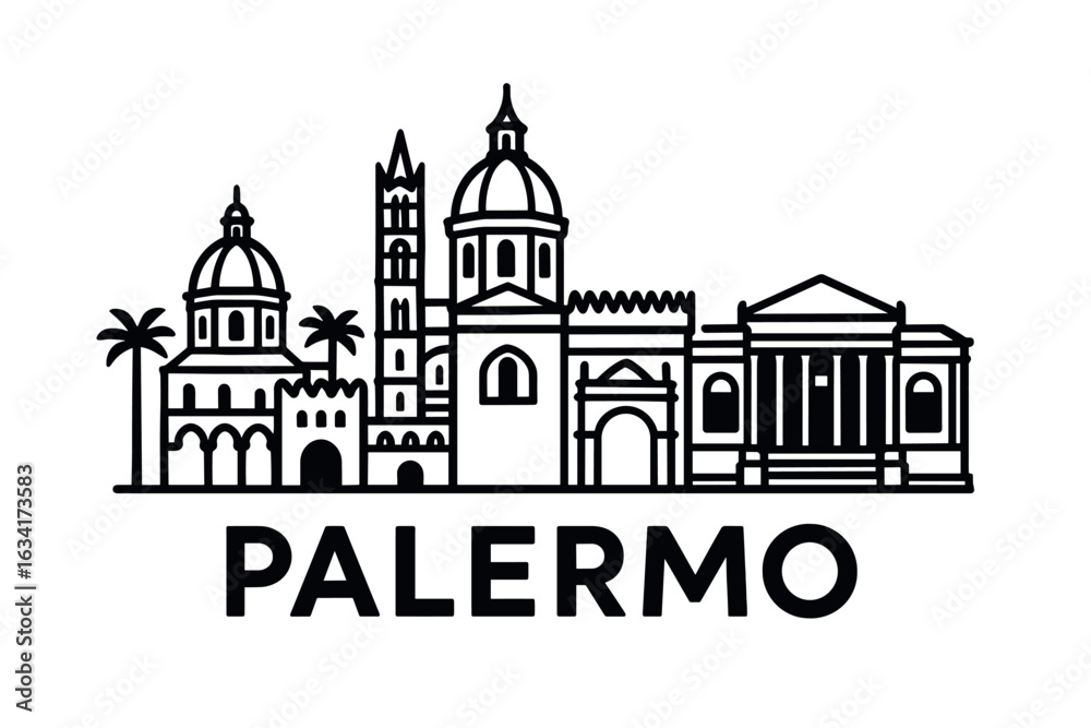 Obraz premium Palermo city skyline with iconic buildings and landmarks