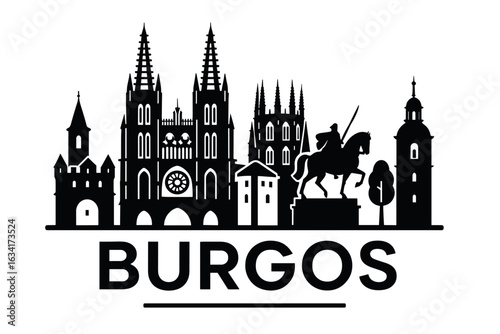 Burgos city skyline with iconic buildings and landmarks