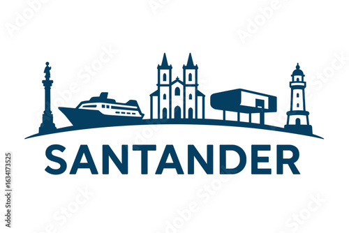 Santander city skyline with iconic buildings and landmarks