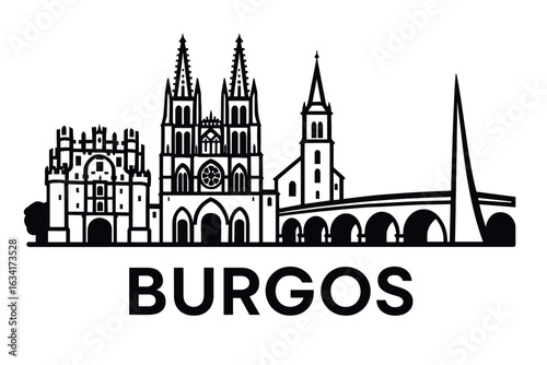 Burgos city skyline with iconic buildings and landmarks