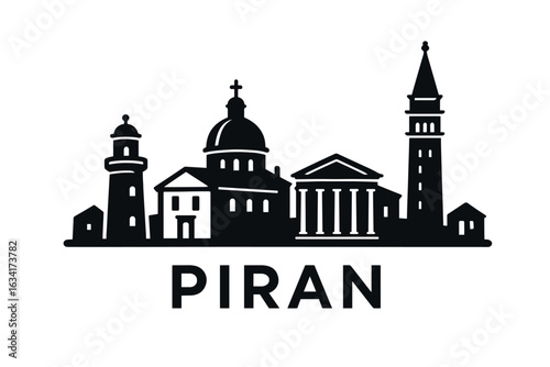 Wallpaper Mural Piran skyline with square, cathedral, town walls and Adriatic sea Torontodigital.ca