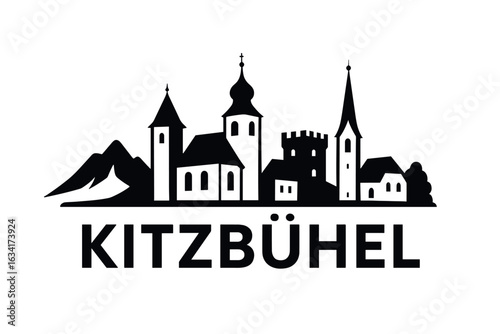 City skyline with iconic buildings and landmarks, Kitzbühel