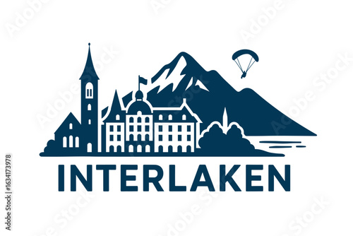 City skyline with iconic buildings and landmarks, Interlaken