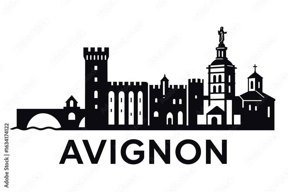 Fototapeta premium City skyline with iconic buildings and landmarks, Avignon