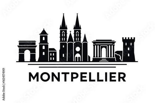 City skyline with iconic buildings and landmarks, Montpellier
