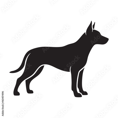 Vector art of silhouette of a sleek and alert dog standing attentively a loyal companion with a noble bearing and a watchful gaze