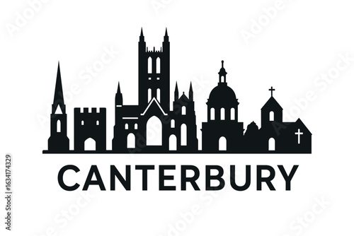City skyline with iconic buildings and landmarks, Canterbury